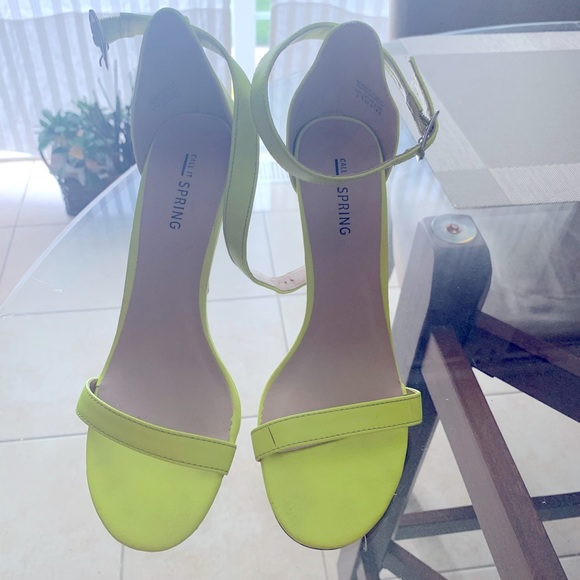 Strappy heels sz 7 trendy neon colour - Picture 1 of 6
